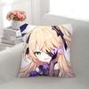 Mercancía de Genshin Impact Almohada de Peluche Impresa Dibujo Animado Anime Bidimensional Respaldo Sofá Cojín de Dormitorio Marca Compartida Decoración del Hogar