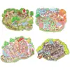 Adesivos de Paisagismo Desenho Animado Original Três Camadas Estéreo 3D Cena Colagem Tamanho Grande Miniatura Cena Manual de Adesivos