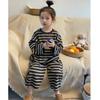 Conjunto Informal Rayado Estilo Coreano para Niños Primavera y Otoño 2024, Conjunto de Dos Piezas para Niños y Niñas Pequeños, Versátil Cuello Redondo para Niñas