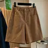 [Cinco Cores] Verão 2026 Novas Calças Finas de Cinco Pontos Femininas Retas de Perna Larga Shorts Casuais