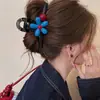 Pinza Grande de Garra de Gama Alta Modelo Nuevo 2026 Clip de Tiburón Azul Floral Accesorio para el Cabello Estilo Minimalista Negro