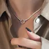 Colar de Contas de Transferência em Prata de Lei S925 Corrente para Clavícula Feminina Colar Versátil Elegante Acessórios de Colar Curto de Luxo Acessível