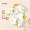 Macacão Acolchoado para Bebê, Roupas de Bebê para Outono e Inverno, Roupas Quentes para Engatinhar de Recém-Nascido, Roupas de Casa com Proteção Inclinada para a Barriga