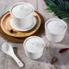 Suprimentos de Hotel Cerâmica 4 polegadas Caneca para Ensopado Caneca para Sopa de Pepino do Mar Louça de Porcelana para Cozinha Logotipo Impresso Presente Corporativo