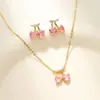 Pendientes Exquisitos de Cereza Rosa, Dulces, Lindos, Compactos, Diseño de Nicho, Pendientes de Conjunto Nuevo, Agujas de Plata 925, Versátiles