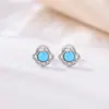 Brincos Ruyi Yuebao Jewelry Originais em Turquesa Prata de Lei S925 Banhado a Ouro Zircônia Brilhante Estilo da Moda Outono/Inverno Brincos Texturizados