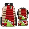 Cabelo verde estranho Grinch transfronteiriço nova mochila dos desenhos animados bolsa de ombro bolsa de três peças bolsa caneta uma geração de cabelo