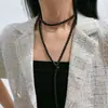 Estilo europeu e americano casual simples longo colar de pérolas versátil multi-camada borla camisola cadeia empilhado colar acessórios
