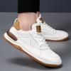 Tenis para Hombre Transpirables de Cuero Genuino Zapatos para Hombre 2025 Verano Nuevo Estilo Orificio Recortado Zapatos Casuales Deportivos Zapatos Blancos a la Moda