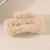 Pinza de Garra Cuadrada de Pelo Sintético de Visón para Otoño e Invierno, Pinza de Tiburón de Peluche Hecha a Mano de Alta Gama, Pinza de Garra Grande para el Cabello, Accesorios para el Cabello al por Mayor