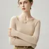 Moda Outono e Inverno Nova Elegante Estilo Puro Desejo Gola Redonda Grande Ajustado Suéter de Tricô de Caxemira para Mulheres Suéter de Camada Base Justo