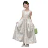 Vestido Floral Sem Mangas de Verão para Meninas 2026 Novo Estilo Vestido Colete de Algodão Estiloso para Meninas Mais Velhas Saia Longa Fina Infantil