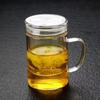 Taza de vidrio resistente a altas temperaturas, taza de burbujas para separar té con asa y tapa, taza de agua con filtro engrosado para hombres y mujeres, taza de oficina personal.
