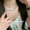 Estilo Ins Corea del Sur Nicho Hecho a Mano Cadena para Clavícula Plata de Ley S925 Aguamarina Natural Collar Apilable Versátil Sentido de Alta Calidad