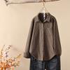 Camisa de Algodón Perchado Floral Pequeño de Primavera y Otoño 2025 para Mujer, Camisa Retro Casual, Camisa Gruesa, Camisa Básica Apilada