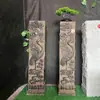 Pilar de Nuvem Auspiciosa Esculpido em Pedra Antiga Pátio Chinês Suporte de Flores de Pedra Retrô Base para Bonsai Mármore Branco Pilar de Pedra com Padrão de Nuvem Antigo