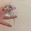 Pendientes de mariposa tridimensionales super brillantes, pendientes largos de borla tridimensionales, cepillados, temperamento exagerado, nicho, de alta gama, con alas para mujer