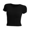 Liquidación de Temporada Primavera/Verano Nuevo Top Deportivo Corto para Mujer con Almohadillas en el Pecho, Ajustado, Sexy, de Corte Ceñido, Manga Corta, Ropa para Hacer Ejercicio