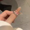 Anillo Abierto de Saturno con Circonita Estilo Coreano Lujo Ligero Moda para el Trabajo Temperamento Anillo para el Dedo Índice Joyería Personalizada de Moda Venta al por Mayor