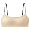 Sutiã Sexy Sem Costas com Alça Fina de Strass Brilhante para Mulheres, Push-Up para Seios Pequenos, Decote Quadrado Profundo, Sem Costura, Contenção Lateral dos Seios, Sutiã Modelador