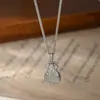 Collar con Colgante de Bolsa de la Fortuna Encrustado de Diamantes Cepillado Pesado del Mismo Estilo de Weixue, Cadena de Clavícula Exquisita de Lujo Ligero de Alta Gama para Uso Diario