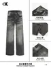 Jeans Rectos Lavados Negro Estilo Americano 11Kn para Hombre y Mujer, con Bigotes 3D, Adelgazantes, de Corteholgado, Jeans Vintage de Pierna Ancha