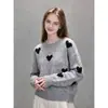 Nuevo Suéter Dulce Estilo Corazón Cuello Redondo Suave Versátil para Mujer Otoño Invierno Holgado Estilo Perezoso Top de Punto 27024