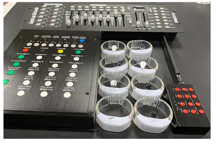 演唱会尼龙织带 led遥控手环TPU表带发光手环W形状七彩闪光手腕带