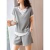 Terno Casual Cinza de manga curta para mulheres 2023 Verão Novo Loose Comfortable Fake T-shirt Shorts de duas peças