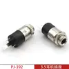 Conector de Fone de Ouvido 3,5mm PJ-392 Vertical Estéreo de 3 Seções com Rosca e Porca Soquete de Áudio