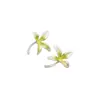 Brincos de flor de quatro pétalas com gradiente verde fresco brincos de tarraxa de flor de magnólia branca delicada e nicho brincos com atmosfera de fada para primavera e verão