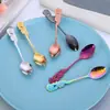 Cuchara de café de acero inoxidable japonés con forma de rosa, cuchara creativa para niños, cuchara dorada para regalo de boda, cuchara para mezclar postres