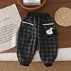 Calça Esportiva Infantil Outono e Inverno Novo Estilo Calça com Pelúcia Calça Infantil Bebê Estilosa Calça de Moletom Cachorrinho Roupas de Inverno Quente