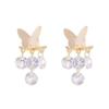Dongju verano original super hada frío mariposa borla circonita aretes de dos piezas diseño nicho femenino simple dulce