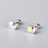 Daweiya S925 Estilo Coreano Mujer Uña para Hueso de la Oreja Tapa de Rosca Cuadrado Cristal Uña para Hueso de la Oreja Uña para la Oreja Aretes Pequeños para la Oreja