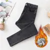 Jeans a la altura del tobillo para mujer, talla pequeña, cintura alta, elásticos, adelgazantes, forro polar, engrosados, versátiles, ajustados, tipo lápiz para mujer