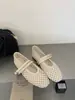 2026 Nuevos Zapatos Planos Poco Profundos de Pescador Mary Jane para Mujer con Correa Trenzada Hueca Hecha a Mano Estilo Coreano de Nicho