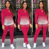 Otoño 2021 Amazon estación independiente AliExpress ropa de mujer europea y americana degradado pantalones de manga larga ropa para el hogar traje de dos piezas