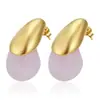 Brincos Coloridos em Forma de Gota da Moda Europeia e Americana Transfronteiriços Aço Inoxidável Cor Duradoura Brincos de Resina Versáteis Acessórios de Orelha para Primavera e Verão