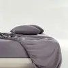 Ventas directas del fabricante: Juego de cuatro piezas transfronterizo de sábanas bajeras, sábanas, fundas de almohada, ropa de cama hipoalergénica, juego de ropa de cama para el hogar de color liso