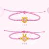 Pulseira de ouro antigo com zodíaco coelho tigre pulseira de contas da sorte de cristal rosa pulseira de presente para namorada pulseira de tigre fofa fofa