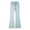 Calça Jeans Micro-La Feminina Primavera Outono Inverno 2025 Nova Slim Fashionável Pequena Cintura Alta Elástica Calça Flare