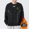 Sudadera para hombre 2025 otoño estilo americano holgada manga larga cuello redondo forrada de polar engrosada ropa deportiva pullover moderna resistente versátil