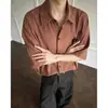 Camisa de Manga Curta com Design Americano em Camadas, Camisa de Manga Curta para Homens, Estilo Old Money de Verão, Top Vazado para Praia de Férias