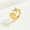 Moda europea y americana anillo liso OL anillo femenino estrella de mar concha diseño de alta gama anillo de ajuste de gramo abierto joyería versátil
