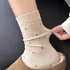 Meias Florais Delicadas Estilo Francês Novas Outono e Inverno para Mulheres, Meias de Cano Médio, Meias Elegantes Versáteis Estilo Ins Ampla, Meias Longas