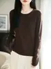 Cardigã de gola redonda com botões para mulheres, design de primavera e outono com decoração de botões, emagrecedor e versátil, top casual retrô