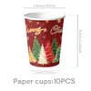 Guirnalda Tema Árbol de Navidad Vintage Cola de Pez Adornos Espirales Toppers para Pasteles Platos de Papel Desechables Suministros de Decoración