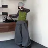 Conjunto Otoñal para Niñas 2026 Nuevo Conjunto de Dos Piezas Estilo Coreano para Niños Mayores: Top de Manga Larga y Pantalones de Pierna Ancha