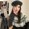 Toma real de suéter cálido de punto jacquard Fair Isle estilo coreano para otoño e invierno, con bloques de color, suave y amigable con la piel, de cuello redondo, corte holgado, para usar como prenda exterior